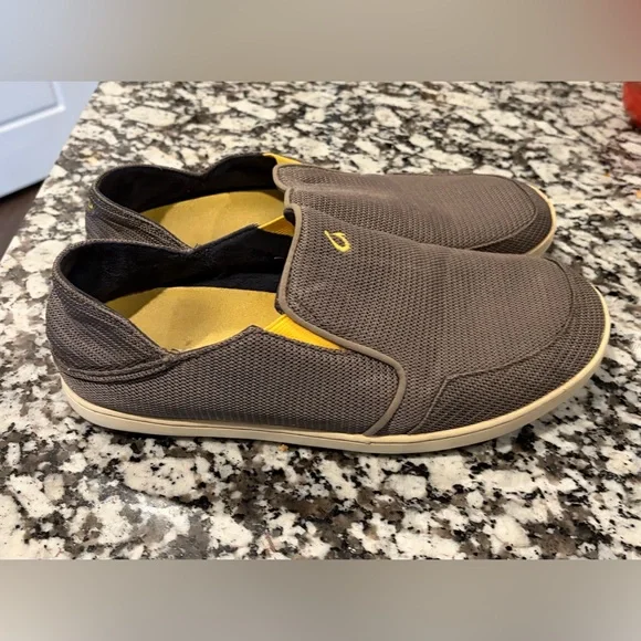 Olukai Men's Nohea Mesh Grey Slip On Loafer Walking Fishing Outdoors Shoes - Picture 2 of 5